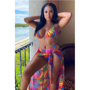 Women's Bikini Swimsuit With Veil Set Polyester Fabric