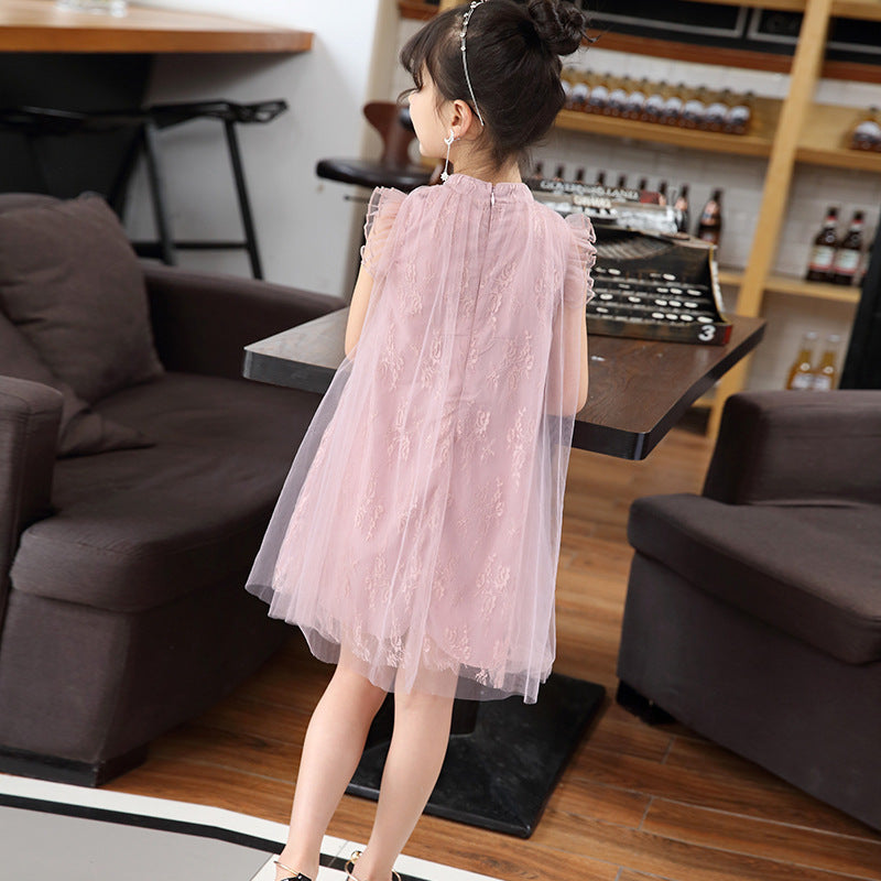 Cheongsam Girls' Skirt Mesh Dress Children's Wear