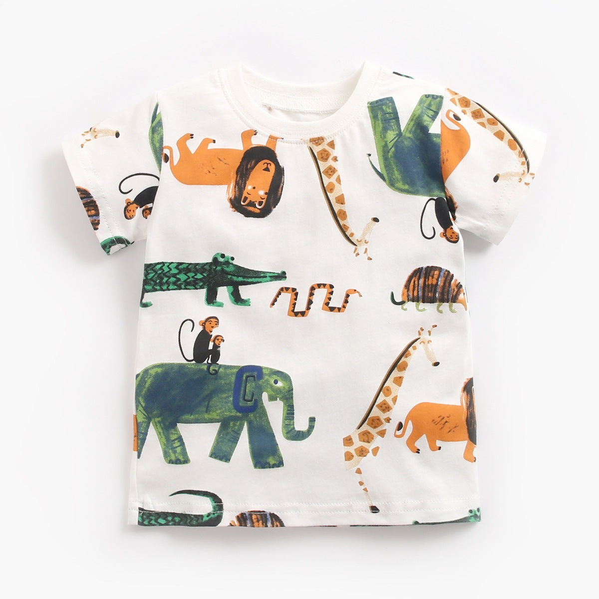 Baby Boy Summer Outfit – Korean Style Animal Print Short Sleeve T-Shirt and Shorts Two-Piece Set