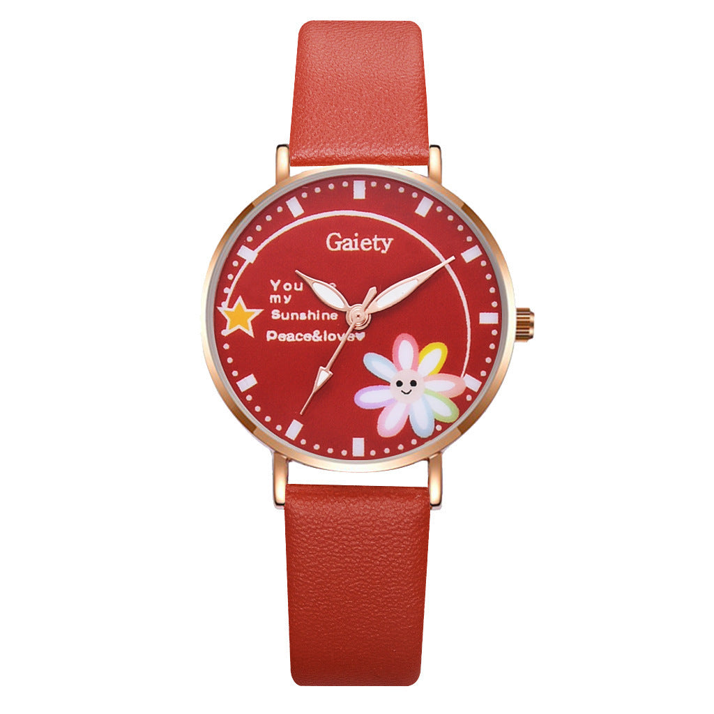 Korean Version Of Simple Ladies Cartoon Quartz Watch Small Daisy Bracelet