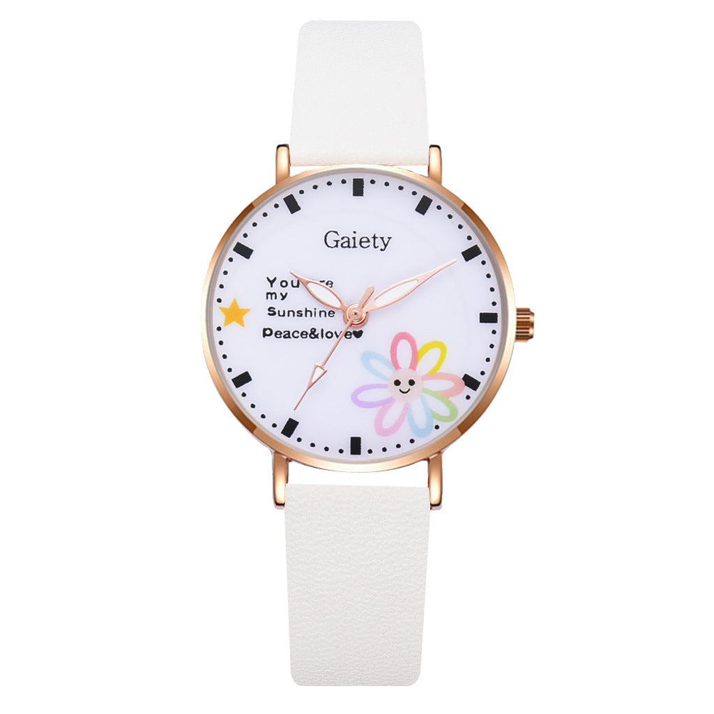 Korean Version Of Simple Ladies Cartoon Quartz Watch Small Daisy Bracelet