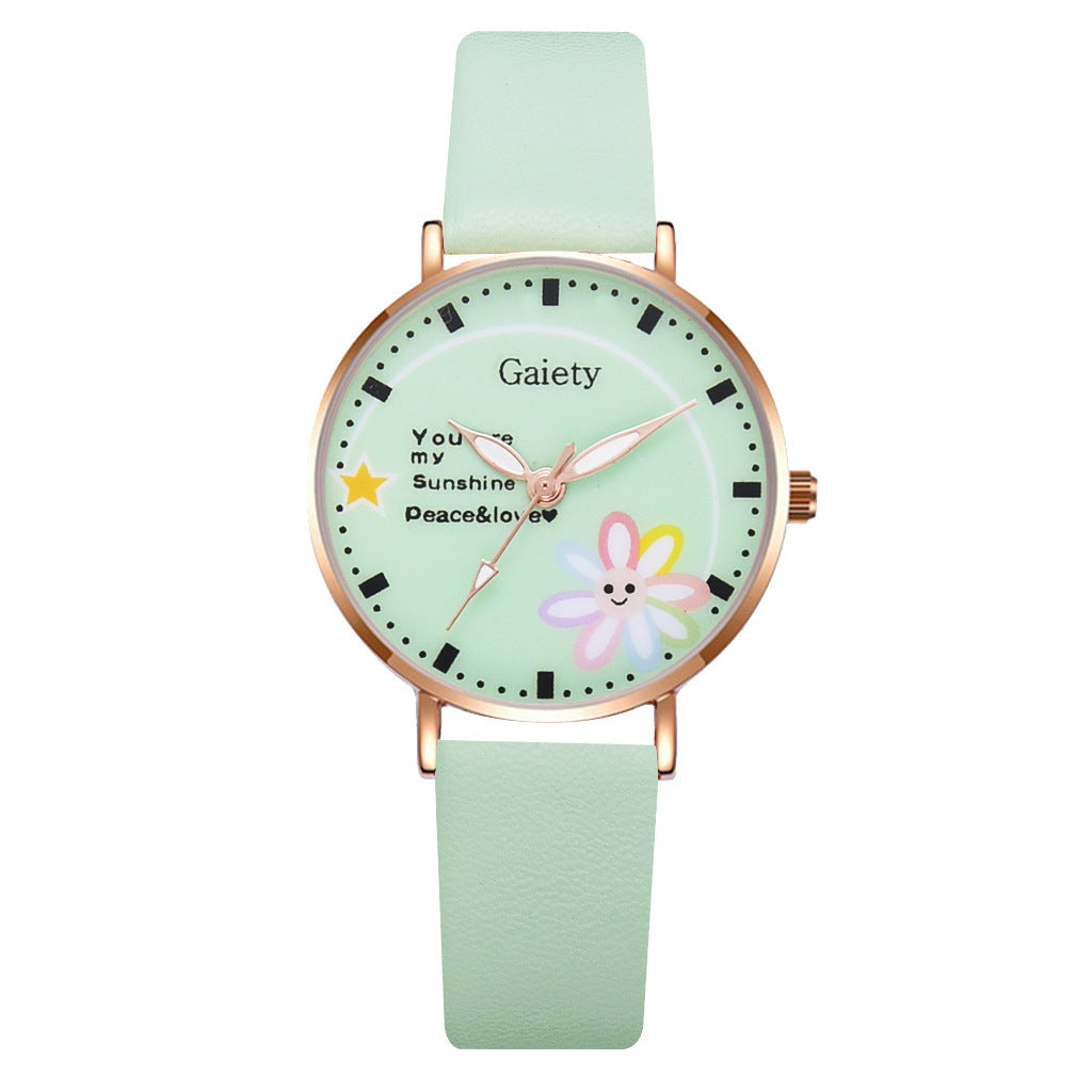 Korean Version Of Simple Ladies Cartoon Quartz Watch Small Daisy Bracelet