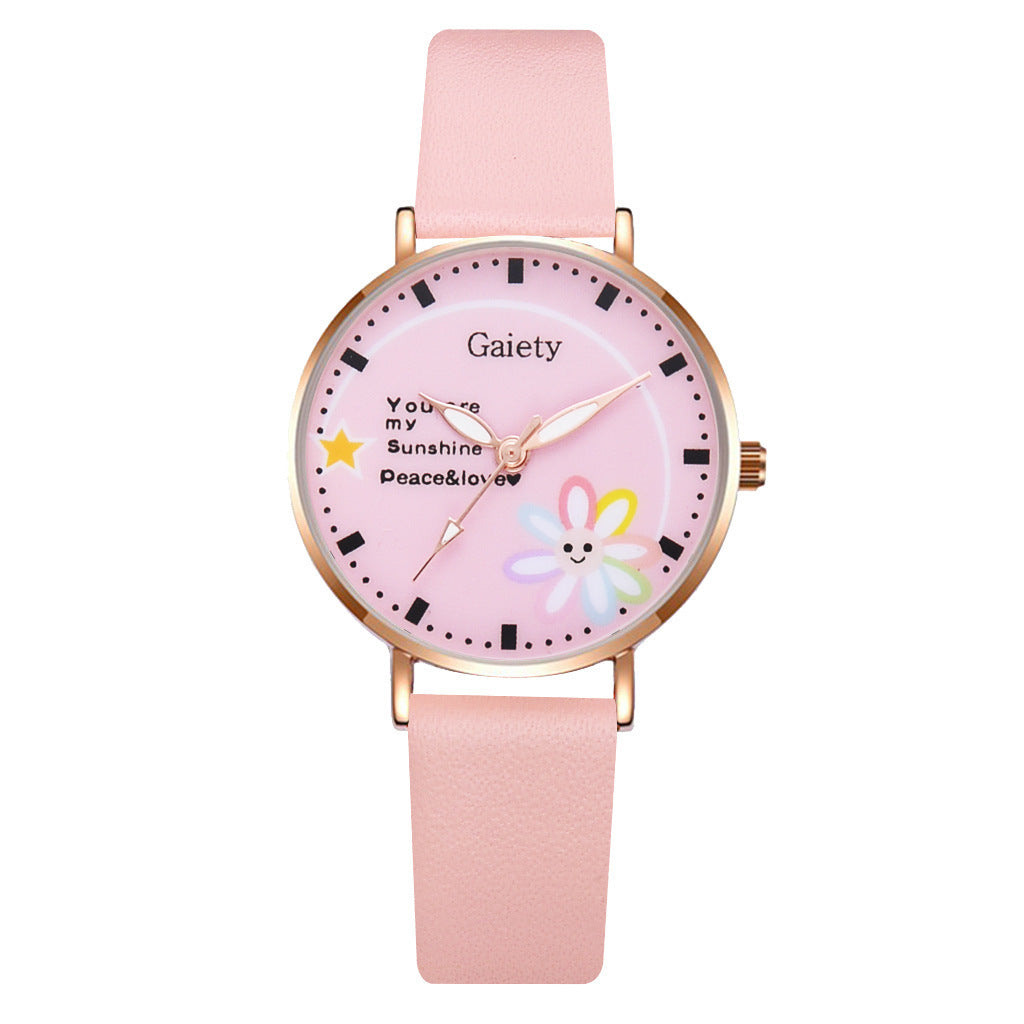 Korean Version Of Simple Ladies Cartoon Quartz Watch Small Daisy Bracelet