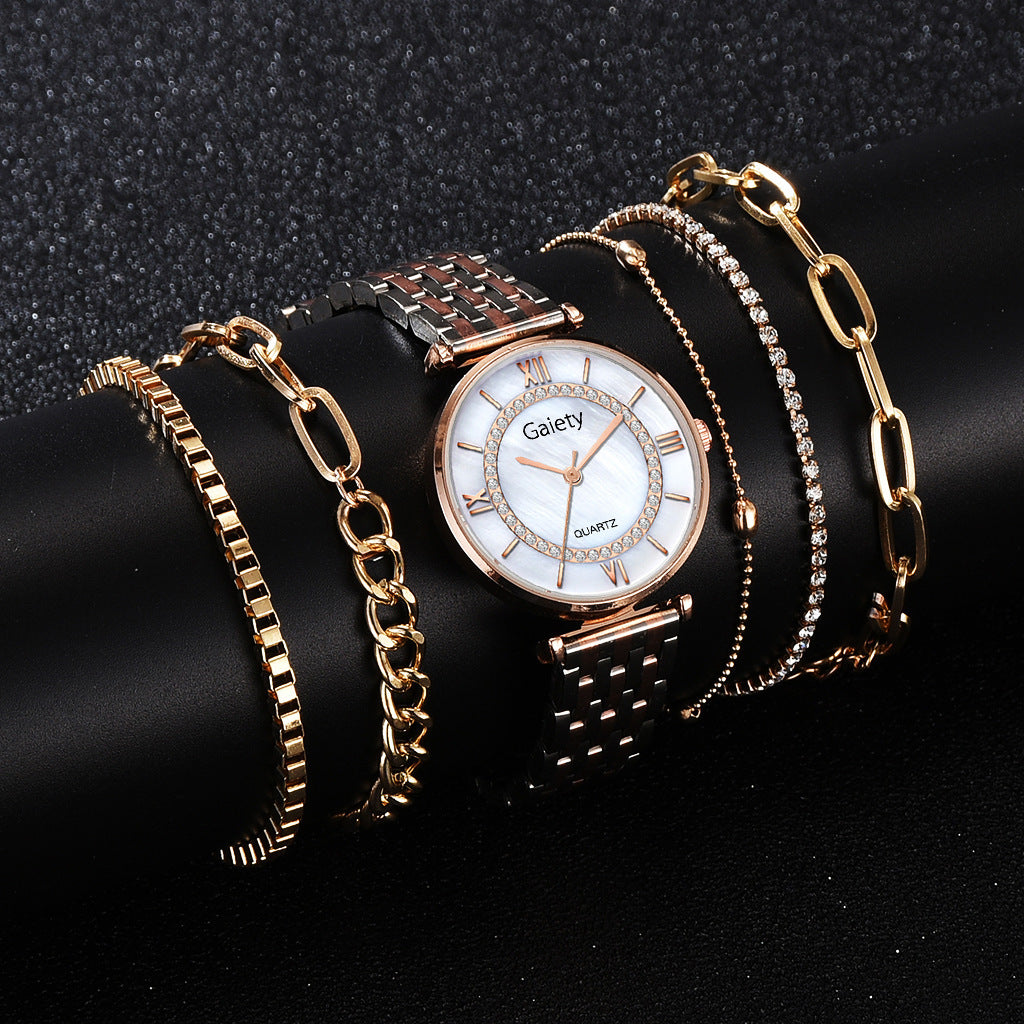 Quartz Watch Roman Classic Dial Diamond Steel Band Watch