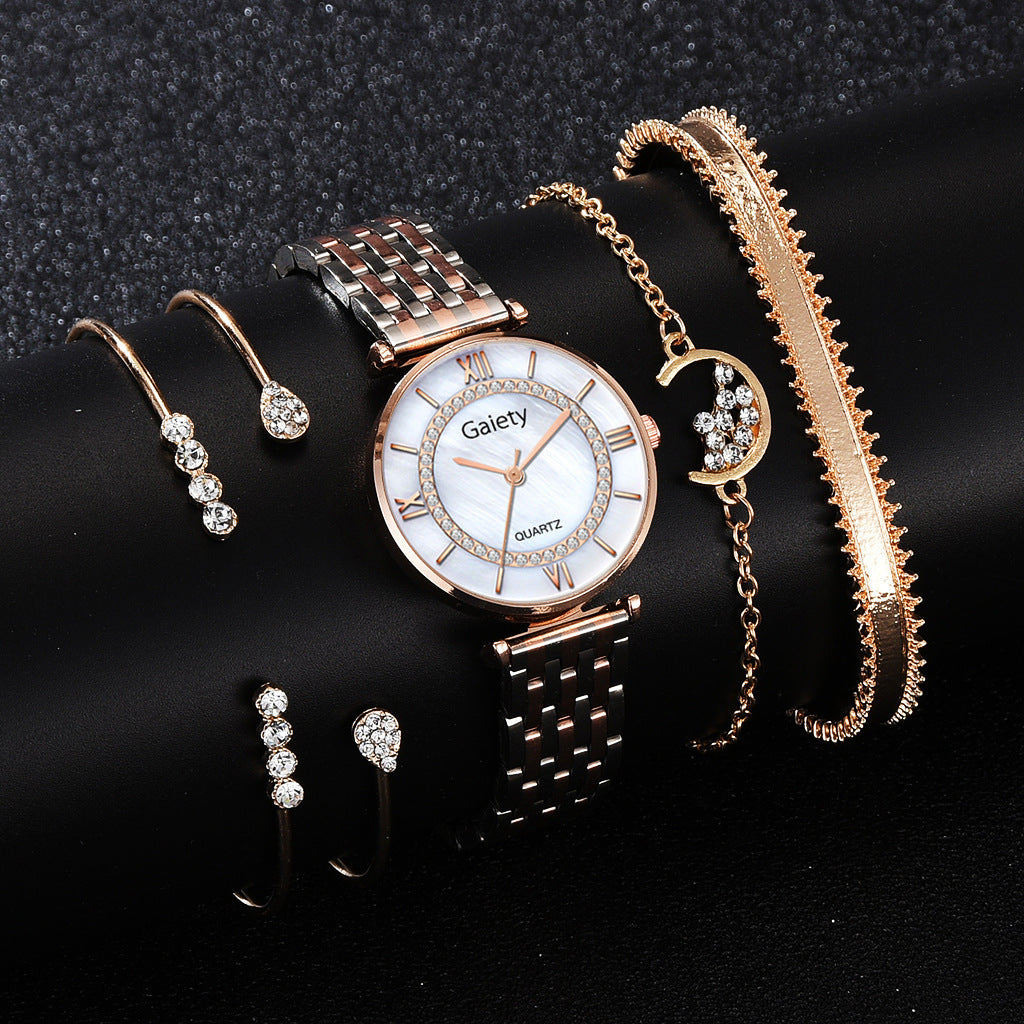 Quartz Watch Roman Classic Dial Diamond Steel Band Watch
