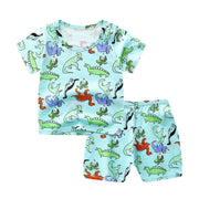 Baby Thin Cotton Suit Boys And Girls Short-sleeved Shorts Two-piece Suit