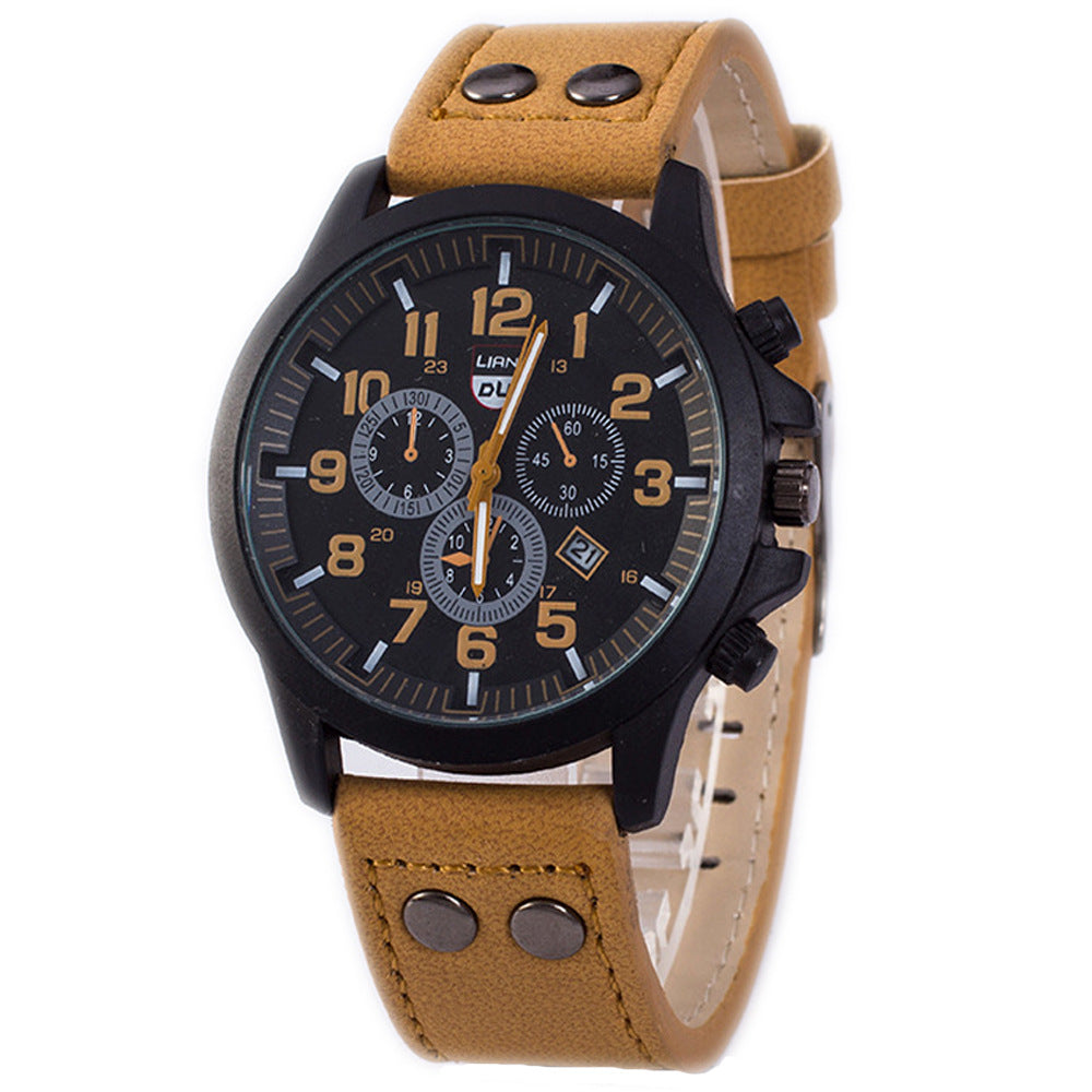 Slim PU Strap Quartz Watch Men's Casual Business Style