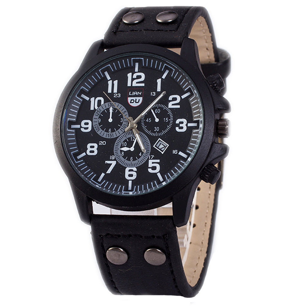 Slim PU Strap Quartz Watch Men's Casual Business Style