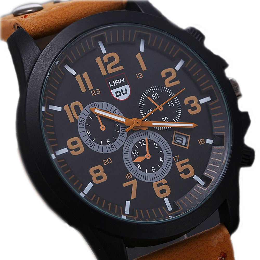 Slim PU Strap Quartz Watch Men's Casual Business Style