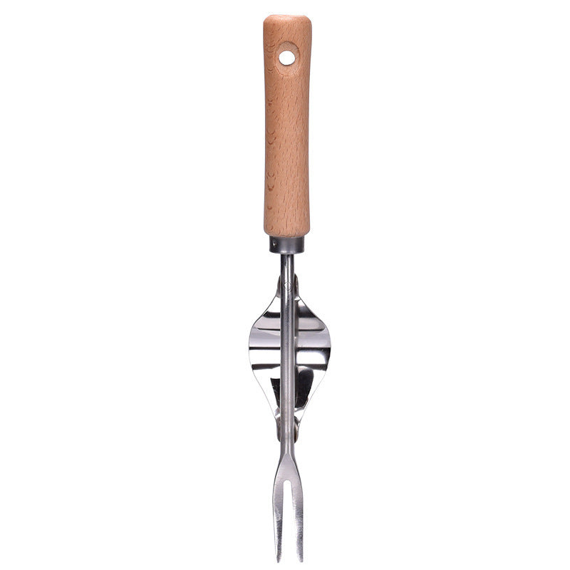 Stainless Steel Root Weeding Tool with Ergonomic Wood Handle – Heavy-Duty Garden Weed Puller
