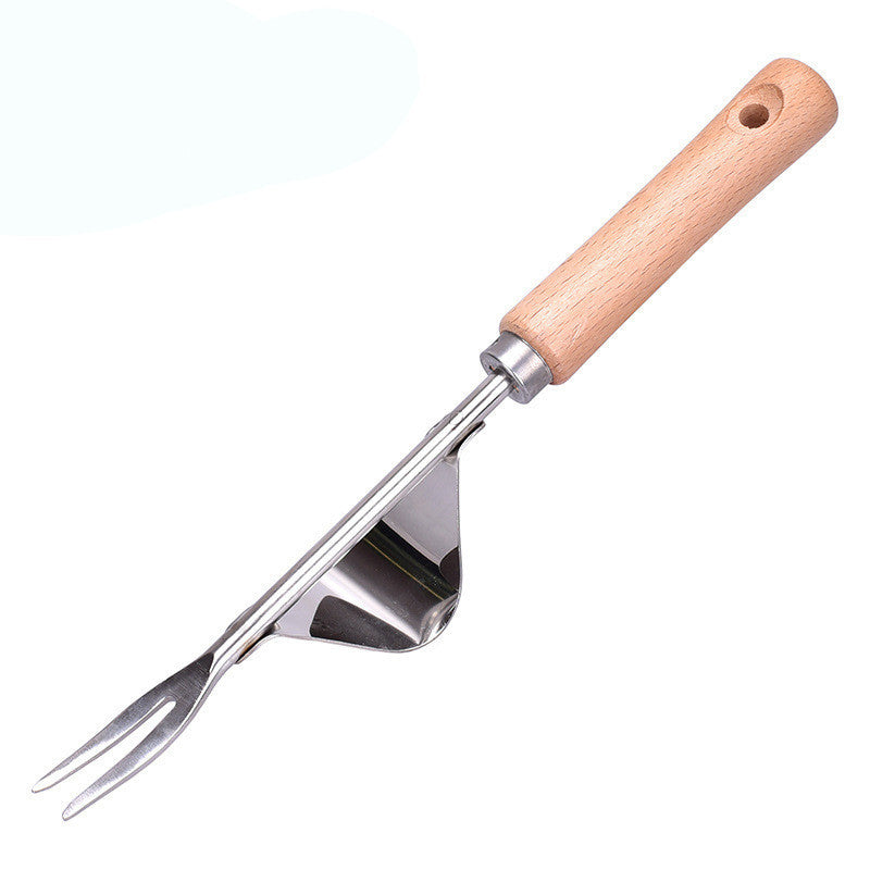 Stainless Steel Root Weeding Tool with Ergonomic Wood Handle – Heavy-Duty Garden Weed Puller