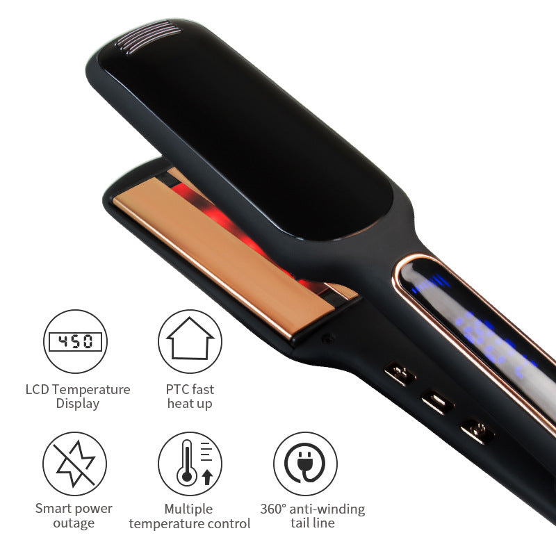 LCD Display Infrared Hair Straightener Wide Plate Professional Styling Tool