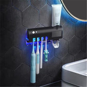 Multifunctional Bathroom Toothbrush Holder with Toothpaste Dispenser & USB Charging Rack