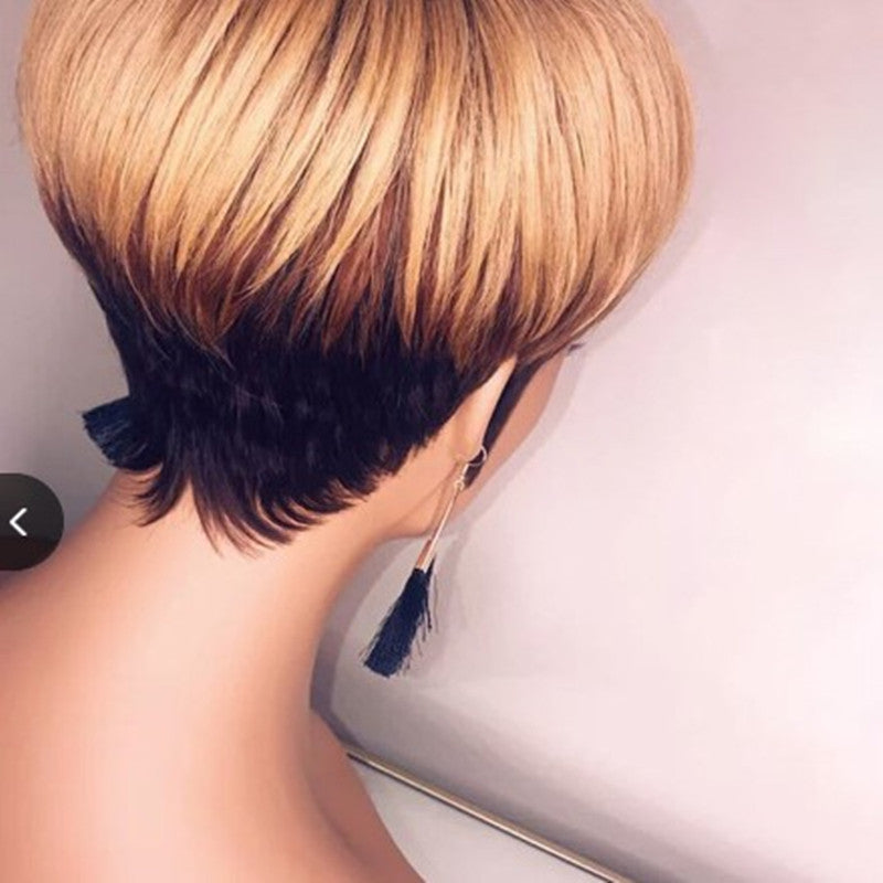Ladies Fluffy Black Gradient Brown Wig