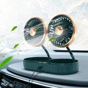 USB Dual-Head Car Fan – 360° Gooseneck, Quiet, 3-Speed