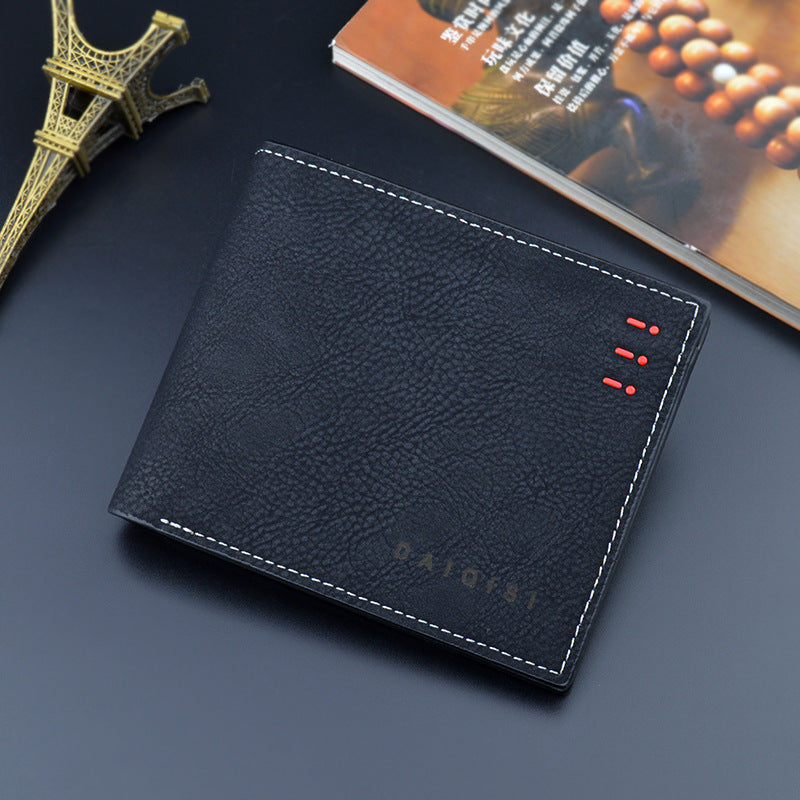 Mens Retro Frosted PU Leather Wallet Large Plain Horizontal