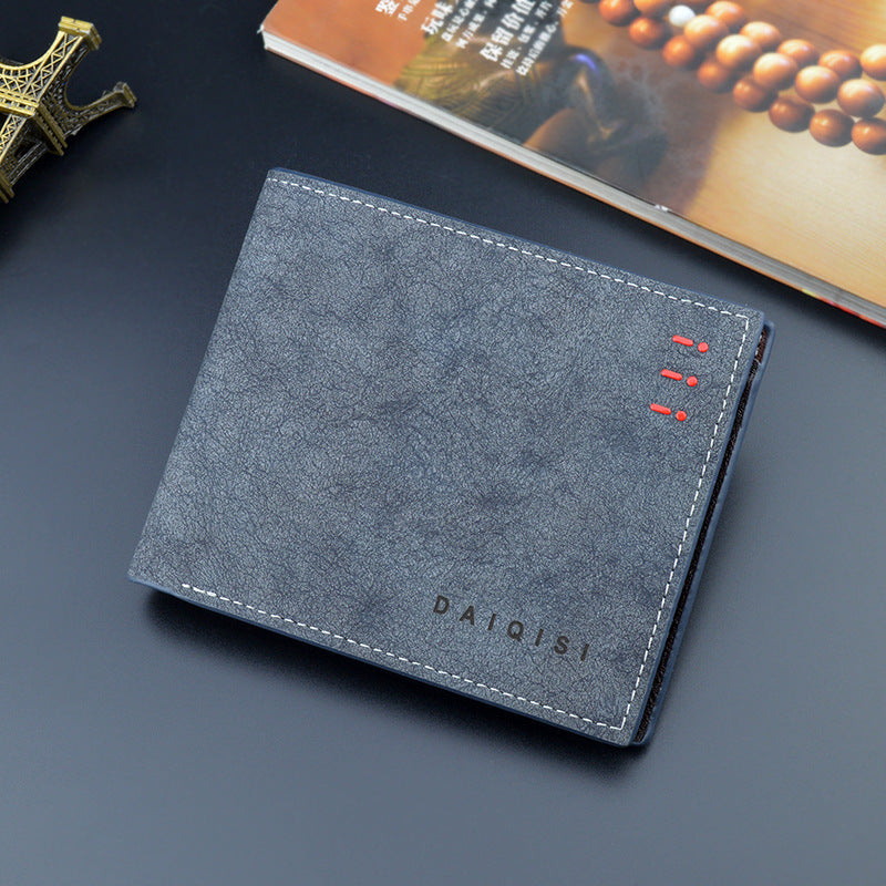 Mens Retro Frosted PU Leather Wallet Large Plain Horizontal