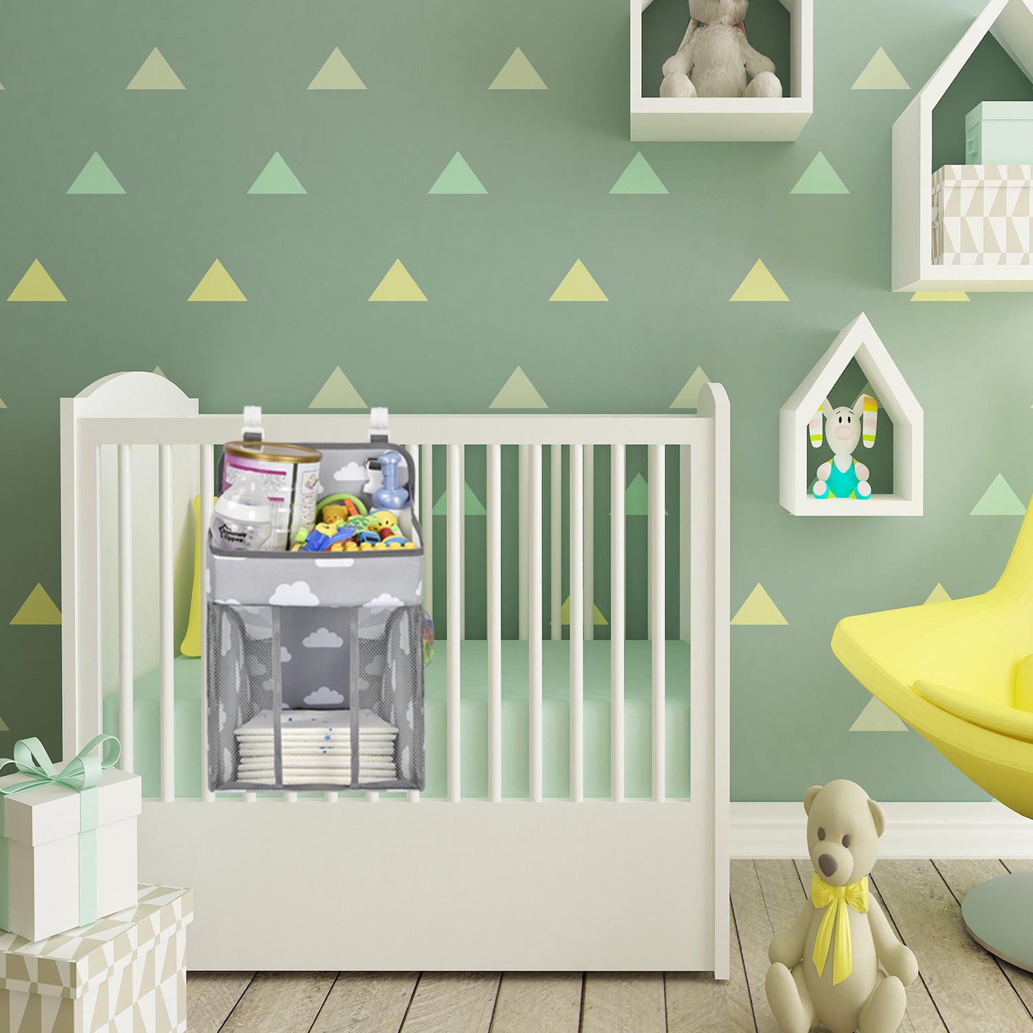 Baby Hanging Diaper Storage Bag – Oxford Cloth Bedside Organizer for Clothes and Essentials