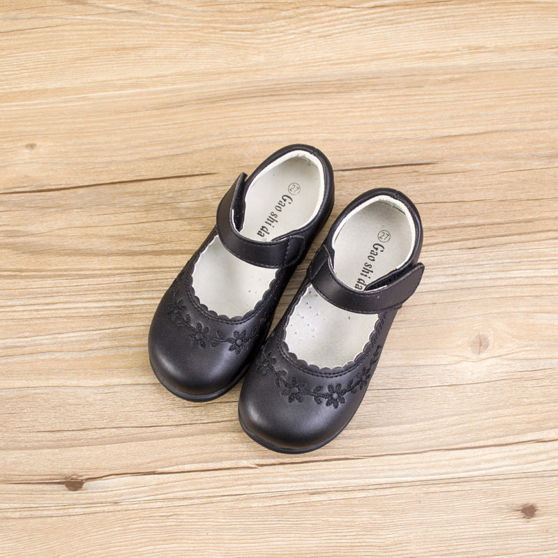 Girls Leather Handmade Leather Shoes Black Student Shoes Campus Single Shoes Show Shoes Cute Soft Bottom Round Toe Princess Shoes