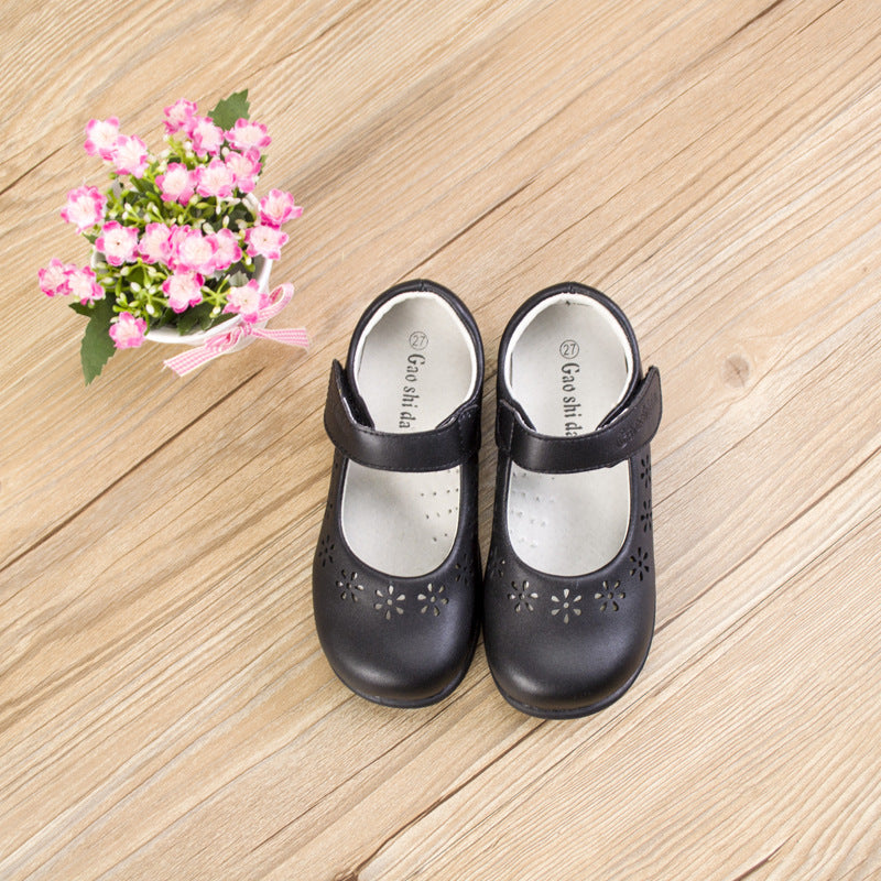 Girls Leather Handmade Leather Shoes Black Student Shoes Campus Single Shoes Show Shoes Cute Soft Bottom Round Toe Princess Shoes