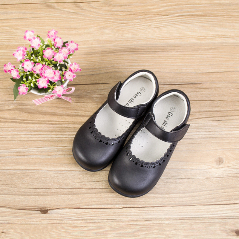 Girls Leather Handmade Leather Shoes Black Student Shoes Campus Single Shoes Show Shoes Cute Soft Bottom Round Toe Princess Shoes