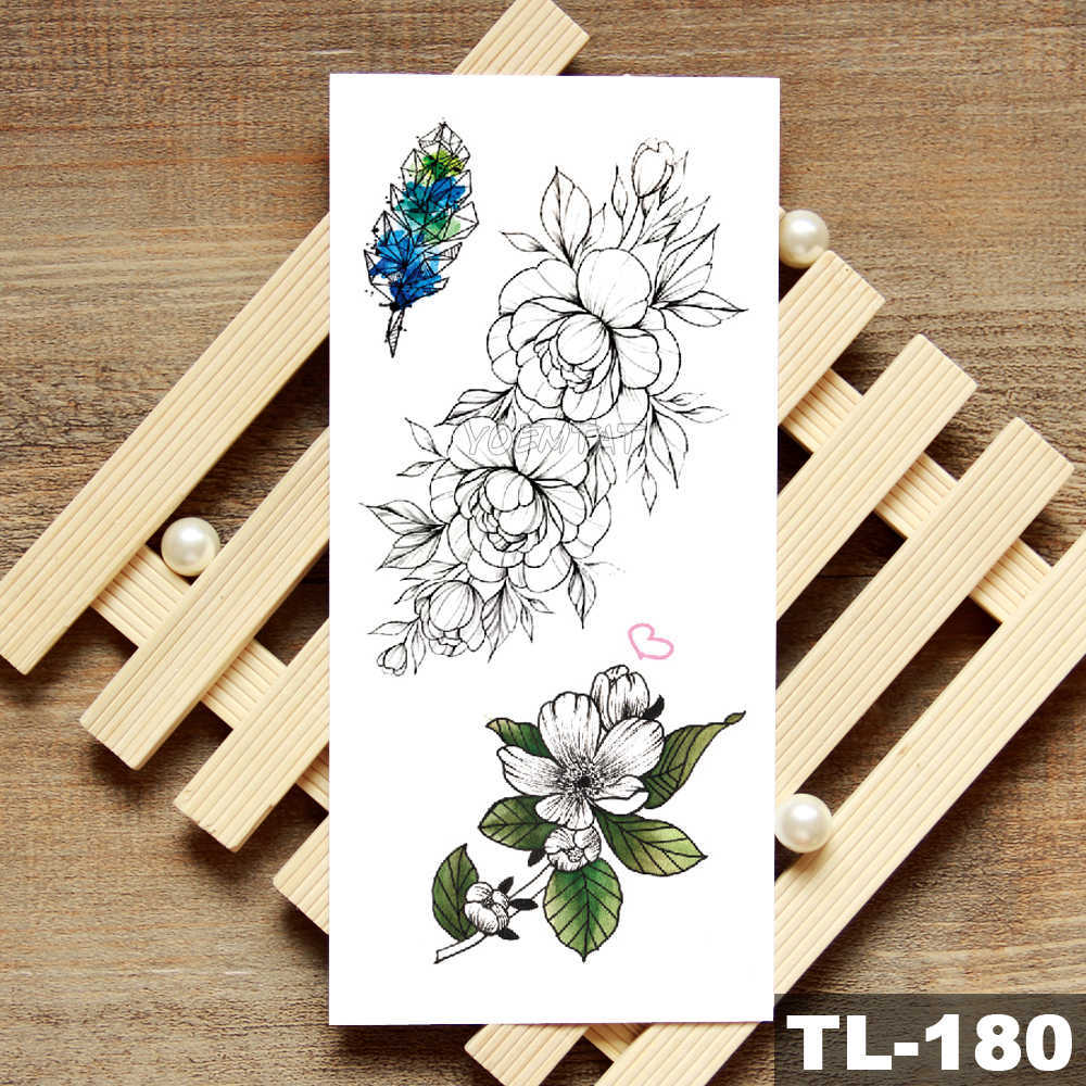 Color Sketch Tattoo Stickers Flower Tattoo European And American Small Fresh Tattoo Stickers Environmental Protection Water Transfer Tattoo Paper