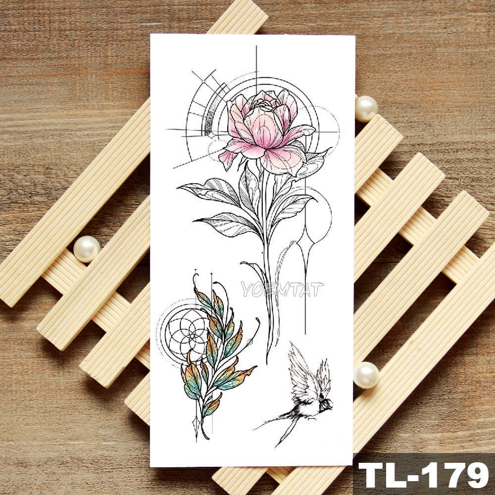 Color Sketch Tattoo Stickers Flower Tattoo European And American Small Fresh Tattoo Stickers Environmental Protection Water Transfer Tattoo Paper
