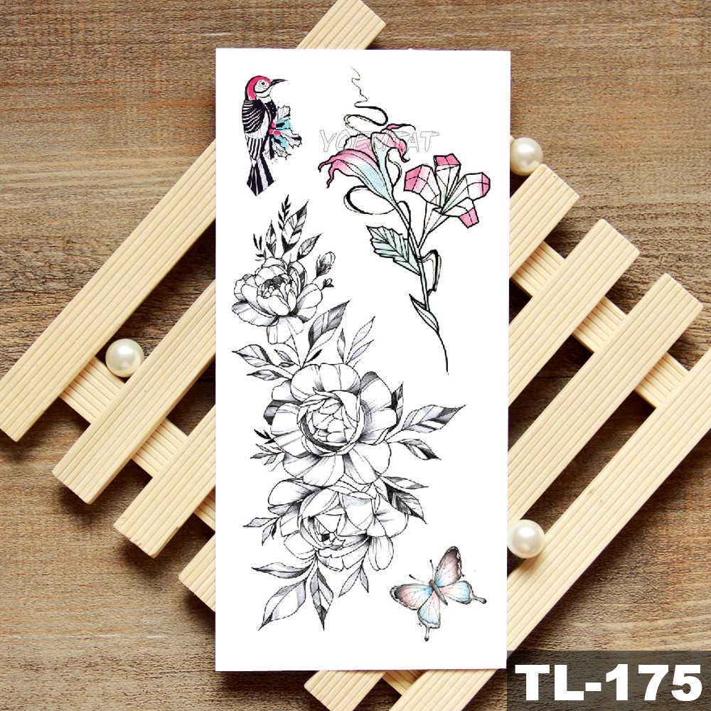 Color Sketch Tattoo Stickers Flower Tattoo European And American Small Fresh Tattoo Stickers Environmental Protection Water Transfer Tattoo Paper