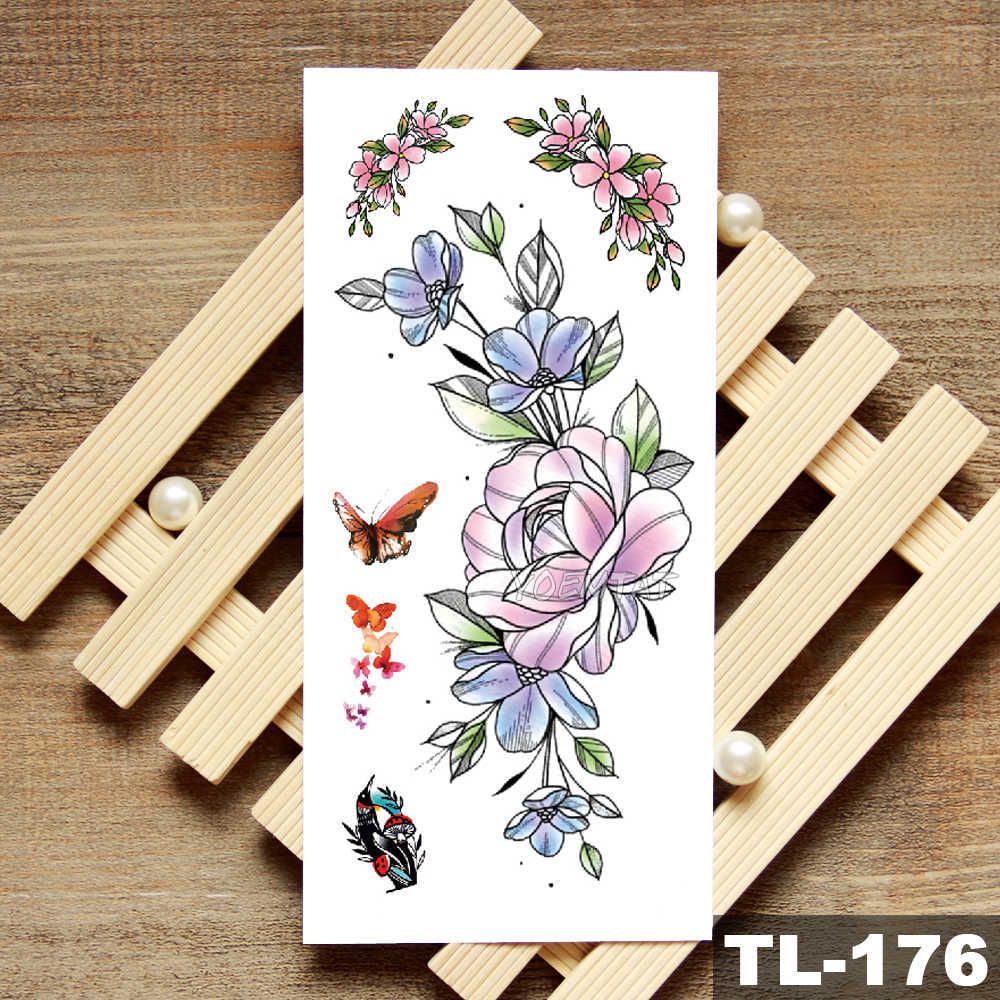 Color Sketch Tattoo Stickers Flower Tattoo European And American Small Fresh Tattoo Stickers Environmental Protection Water Transfer Tattoo Paper