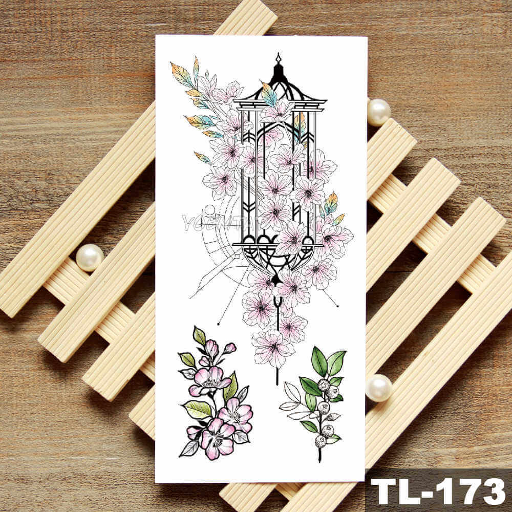 Color Sketch Tattoo Stickers Flower Tattoo European And American Small Fresh Tattoo Stickers Environmental Protection Water Transfer Tattoo Paper