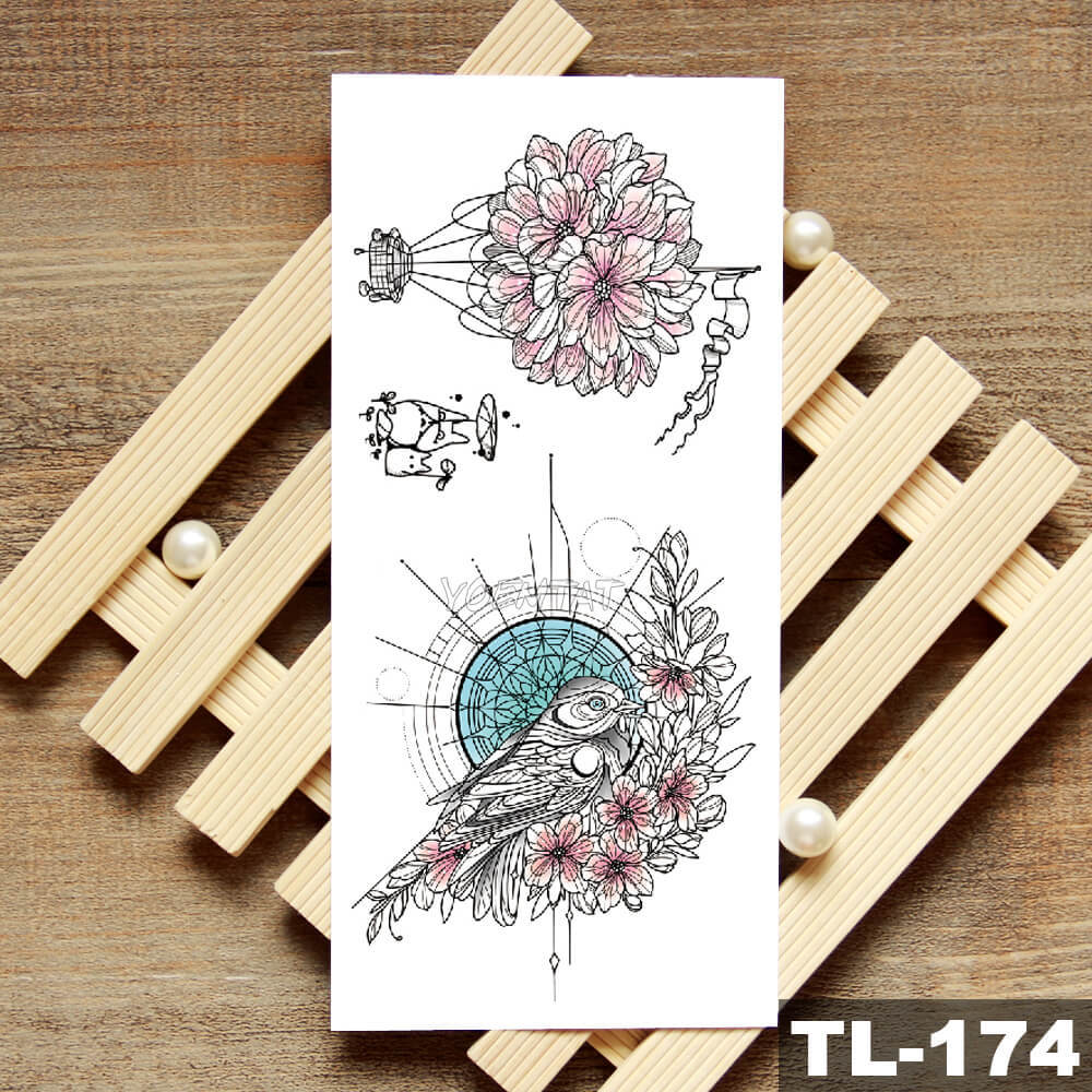 Color Sketch Tattoo Stickers Flower Tattoo European And American Small Fresh Tattoo Stickers Environmental Protection Water Transfer Tattoo Paper