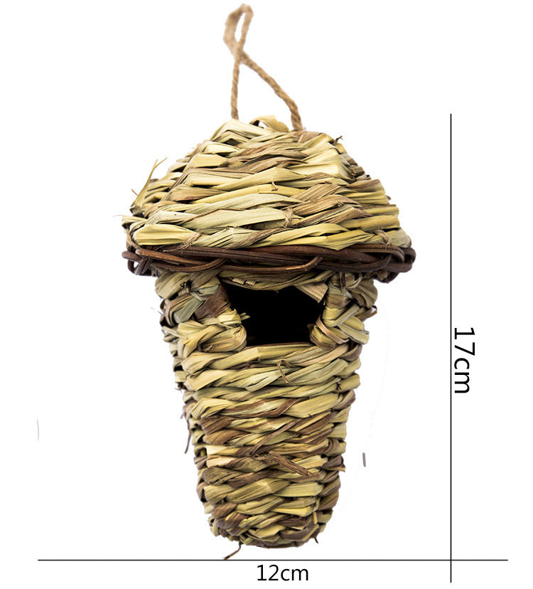 Handwoven Straw Bird Nest – Creative Gardening Decoration for Pet Birds