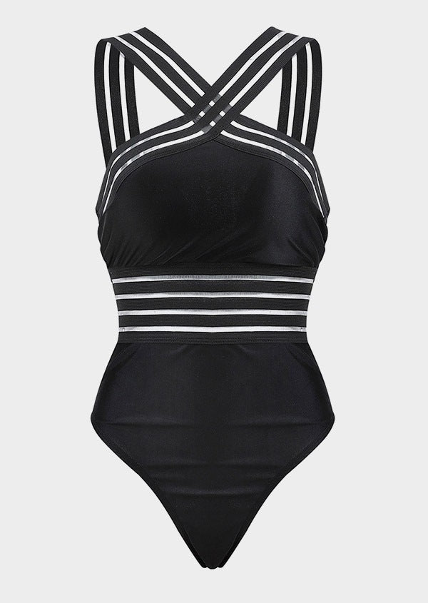 High-Waist Leopard Print Sexy One-Piece Swimsuit – European & American Style