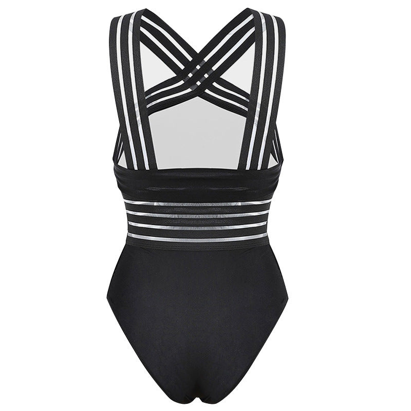 High-Waist Leopard Print Sexy One-Piece Swimsuit – European & American Style