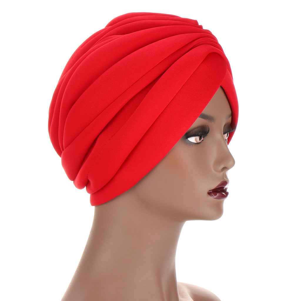 Solid Twist Ruffle Cotton Headwrap Caps – Chemo Beanies and Turban Headwear for Women