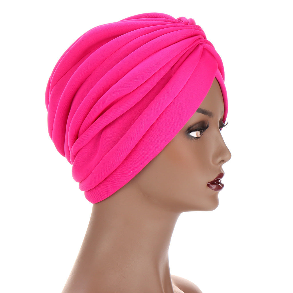 Solid Twist Ruffle Cotton Headwrap Caps – Chemo Beanies and Turban Headwear for Women