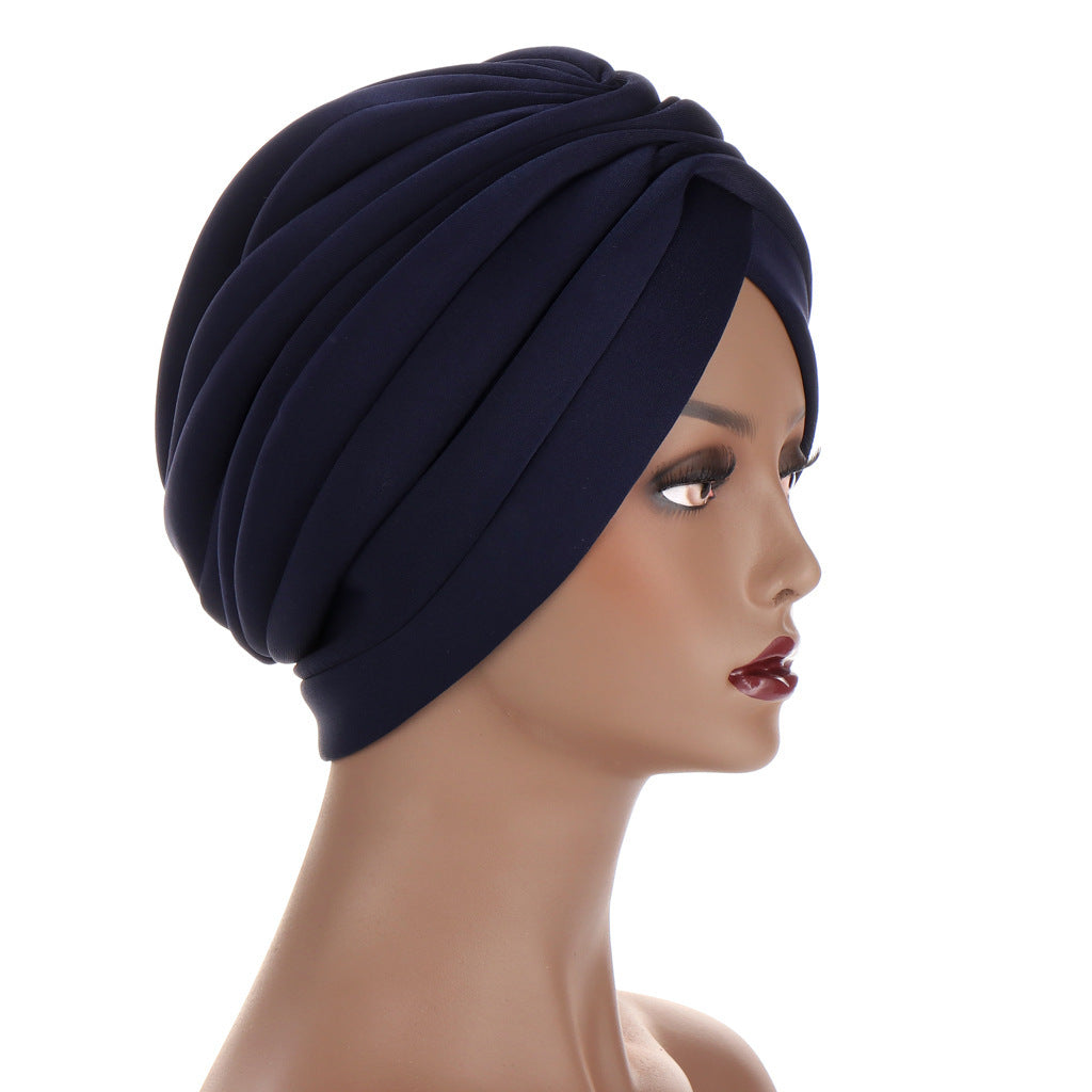 Solid Twist Ruffle Cotton Headwrap Caps – Chemo Beanies and Turban Headwear for Women