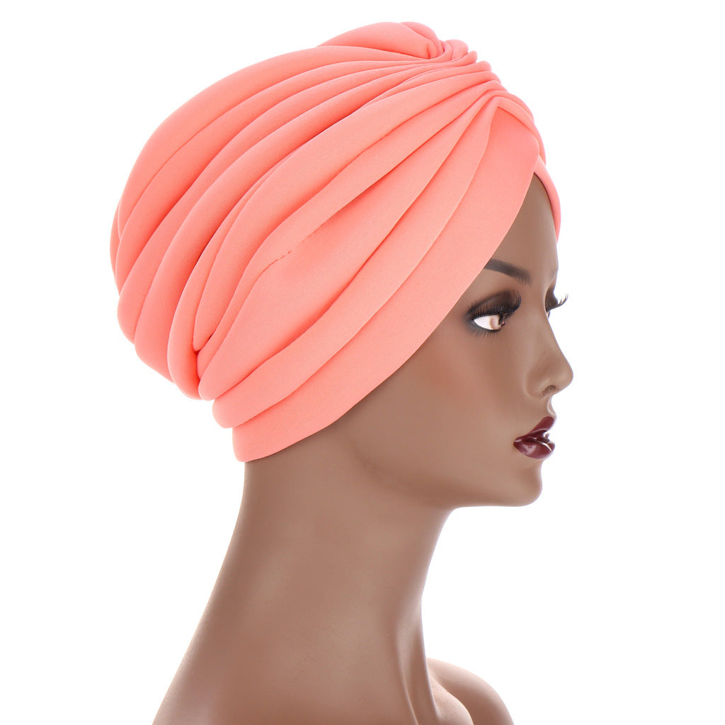 Solid Twist Ruffle Cotton Headwrap Caps – Chemo Beanies and Turban Headwear for Women