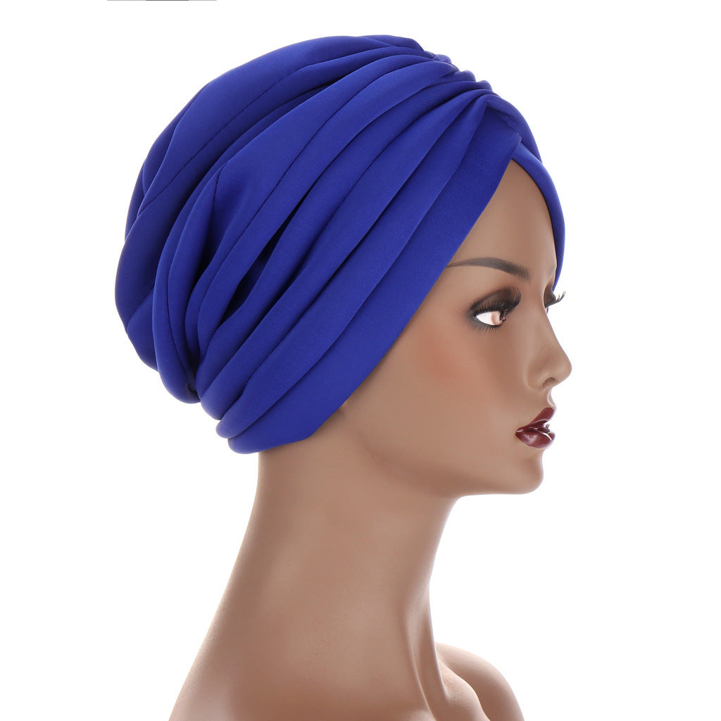 Solid Twist Ruffle Cotton Headwrap Caps – Chemo Beanies and Turban Headwear for Women