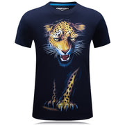 3D Night Leopard Pattern Short-sleeved T-shirt Trend Men's 3D Printing Plus Fat Plus Size T-shirt Half-sleeved