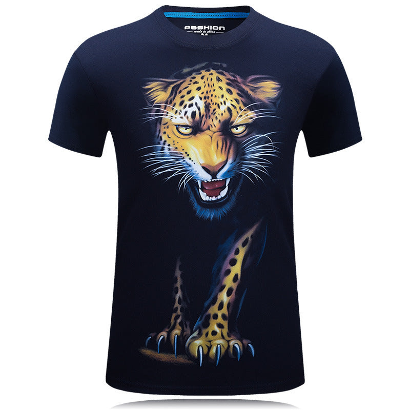 Unisex Leopard Pattern Short Sleeve Cotton Tee 3D Print
