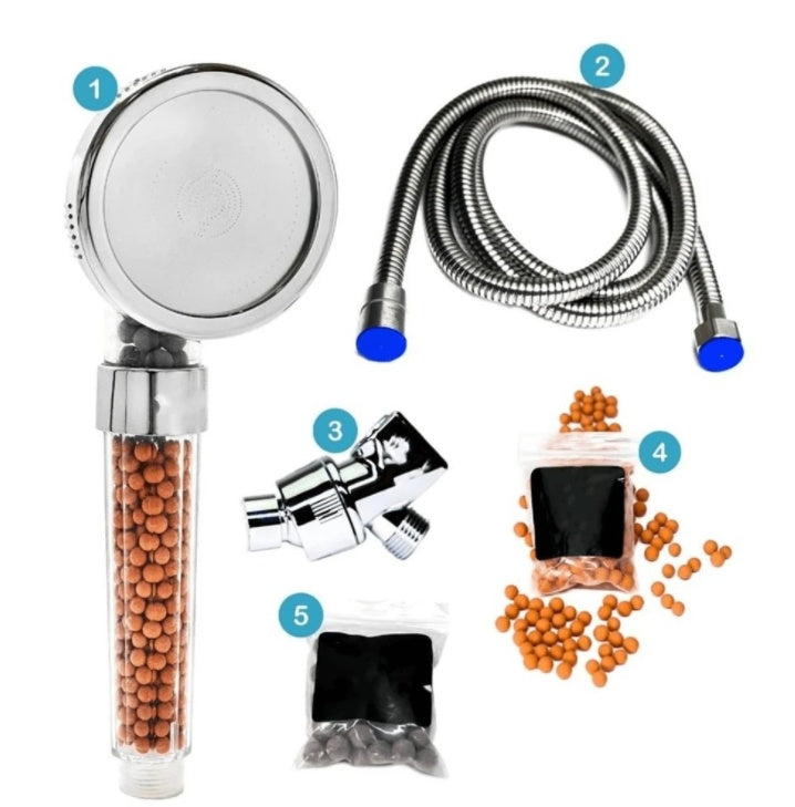 3-Speed Transparent Handheld Showerhead – Pressurized Negative Ion Filter & Water Purifier Nozzle