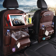 PU Leather Car Backseat Organizer – Multifunction Hanging Tray & Waterproof Storage Bag