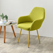 Nordic Style Semi-Circular Elastic Curved Leather Dining and Office Chair Cover with Armrests