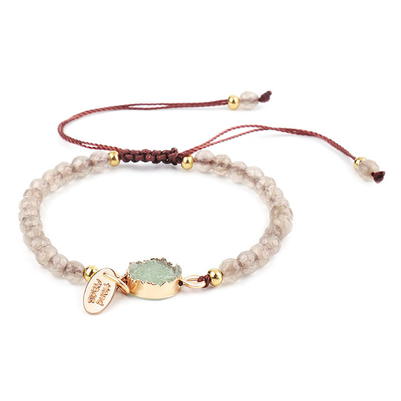 Women's Handwoven 4mm Faceted Stone Bracelet Everyday Style