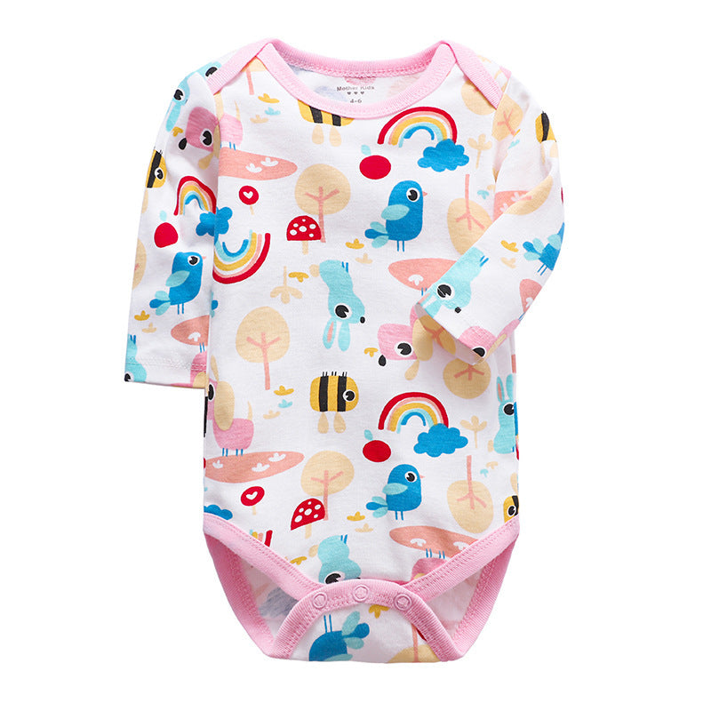 Cotton Long-Sleeve Baby Romper – Spring and Autumn Infant Triangle Bodysuit for Boys and Girls