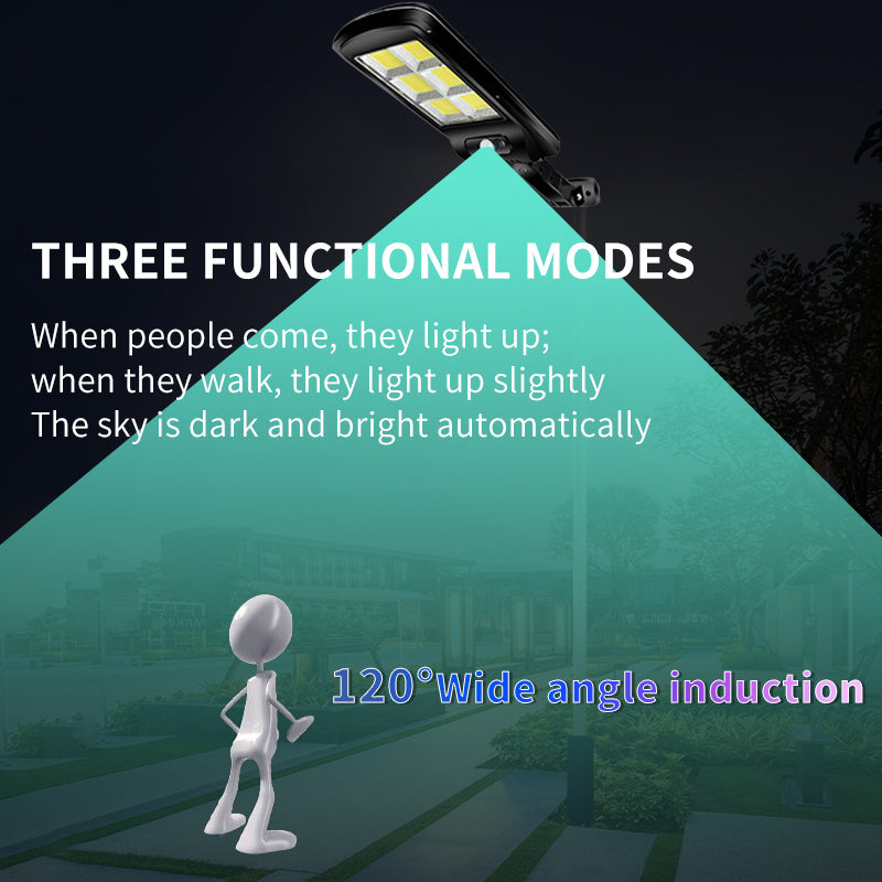 Solar Rechargeable Street Light Outdoor Waterproof Human Body Induction Remote Control COB Wall Light Garden Lighting