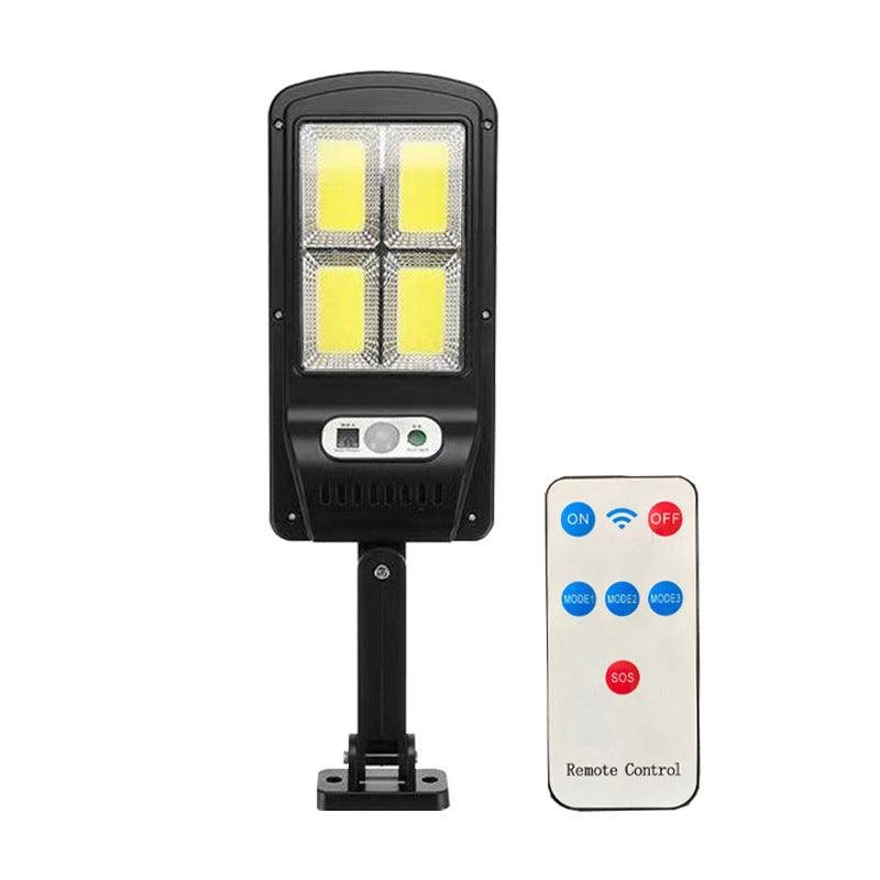 Solar Rechargeable Street Light Outdoor Waterproof Human Body Induction Remote Control COB Wall Light Garden Lighting