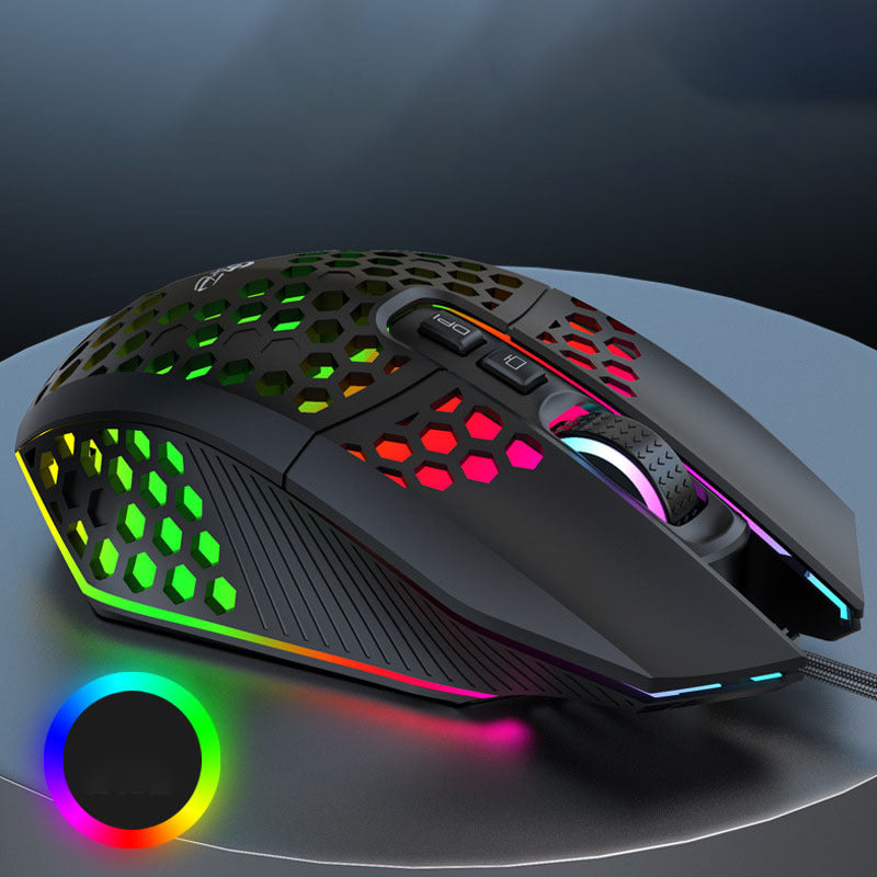 X801 Wired Hollow Luminous Gaming Mouse – 8000 DPI for Competition