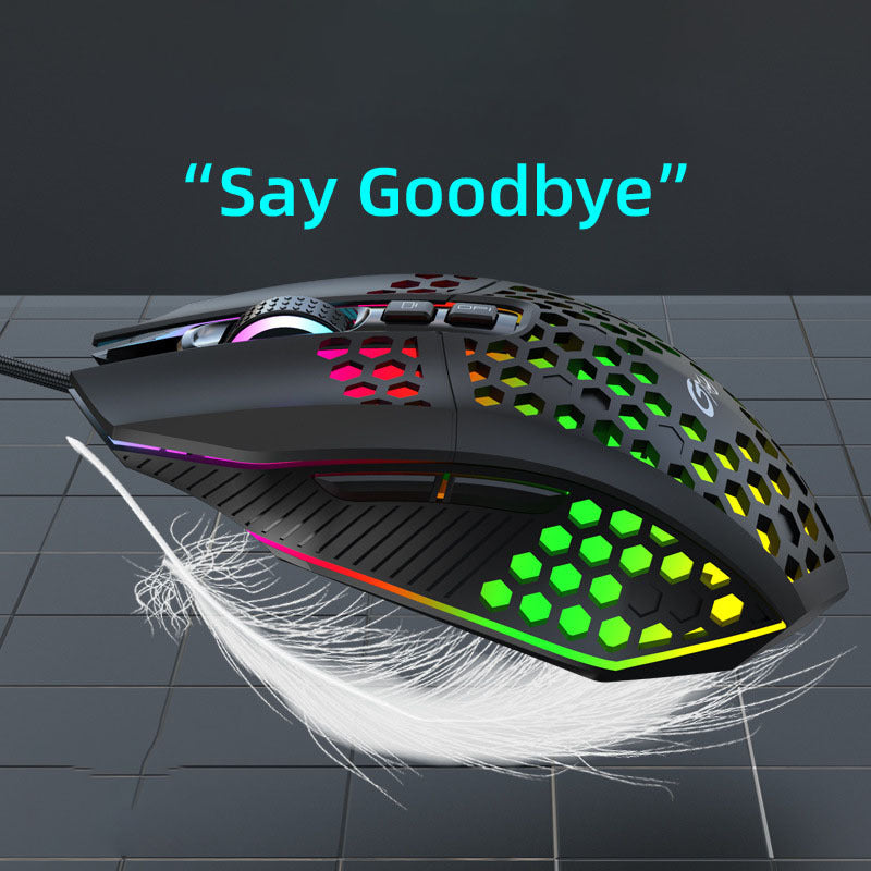 X801 Wired Hollow Luminous Gaming Mouse – 8000 DPI for Competition